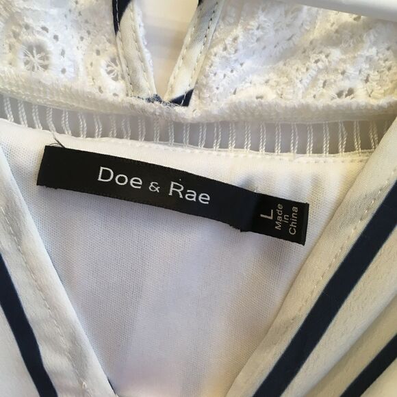 DOE + RAE SLEEVELESS STRIPED AND EMBROIDERED TOP. - Picture 6 of 8
